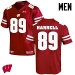 Men's Wisconsin Badgers NCAA #89 Deron Harrell Red Authentic Under Armour Stitched College Football Jersey BI31R47WY